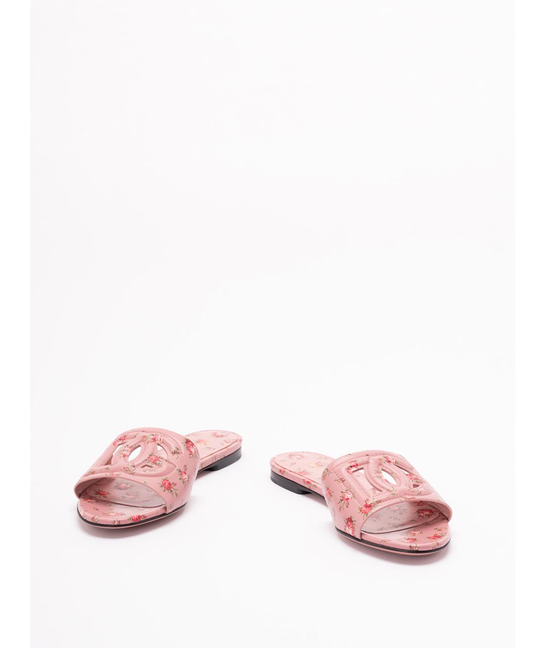 DOLCE&GABBANA Розовые кожаные шлепанцы, фото 2
