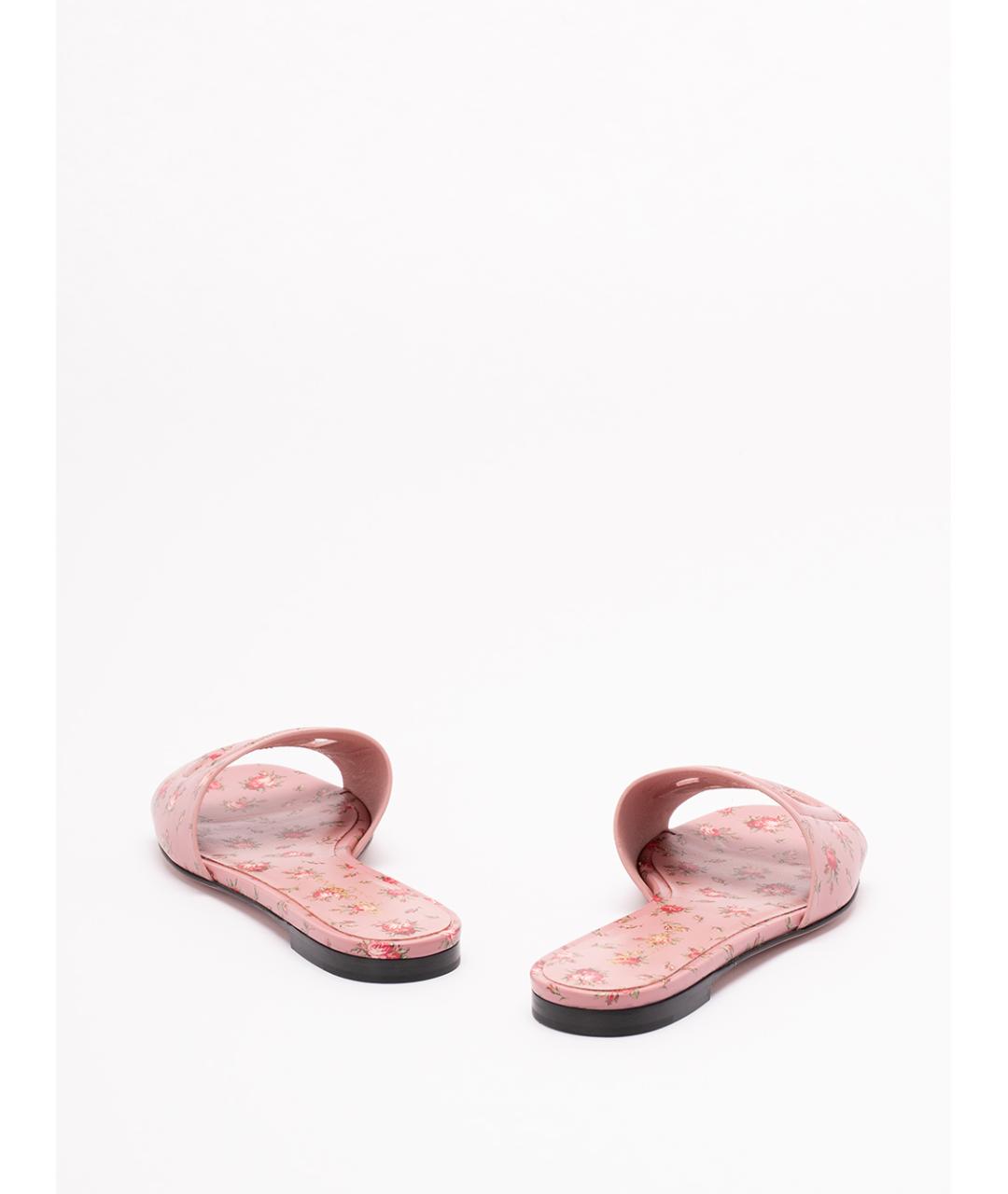 DOLCE&GABBANA Розовые кожаные шлепанцы, фото 3