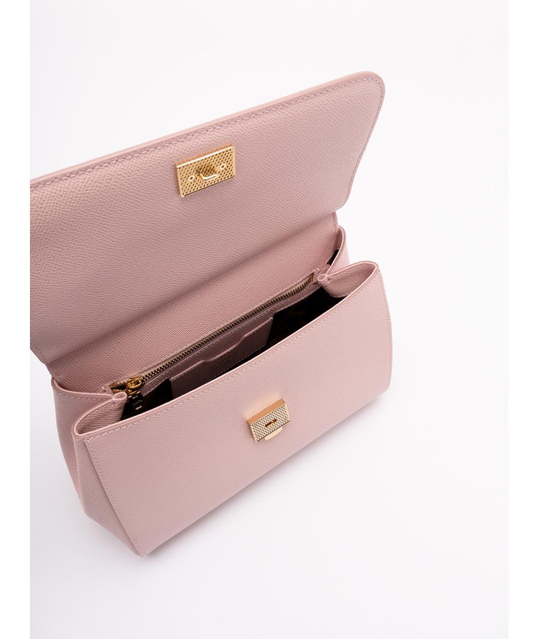 DOLCE&GABBANA Розовая кожаная сумка с короткими ручками, фото 5