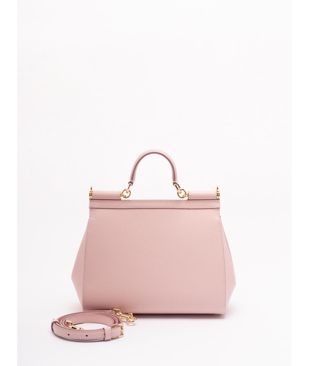 DOLCE&GABBANA Розовая кожаная сумка с короткими ручками, фото 2