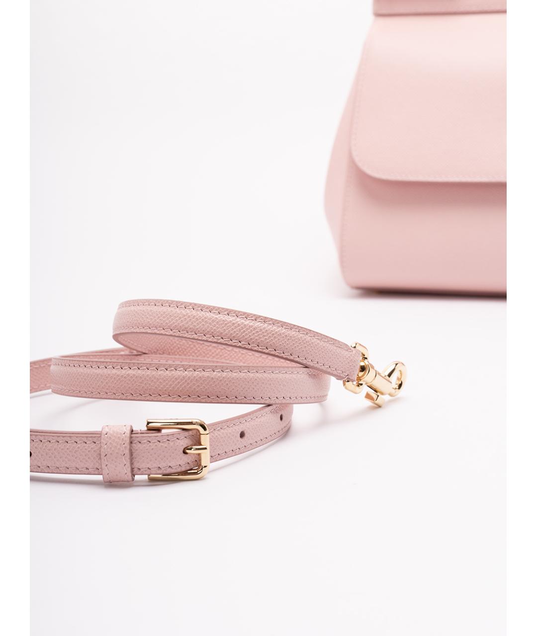 DOLCE&GABBANA Розовая кожаная сумка с короткими ручками, фото 4