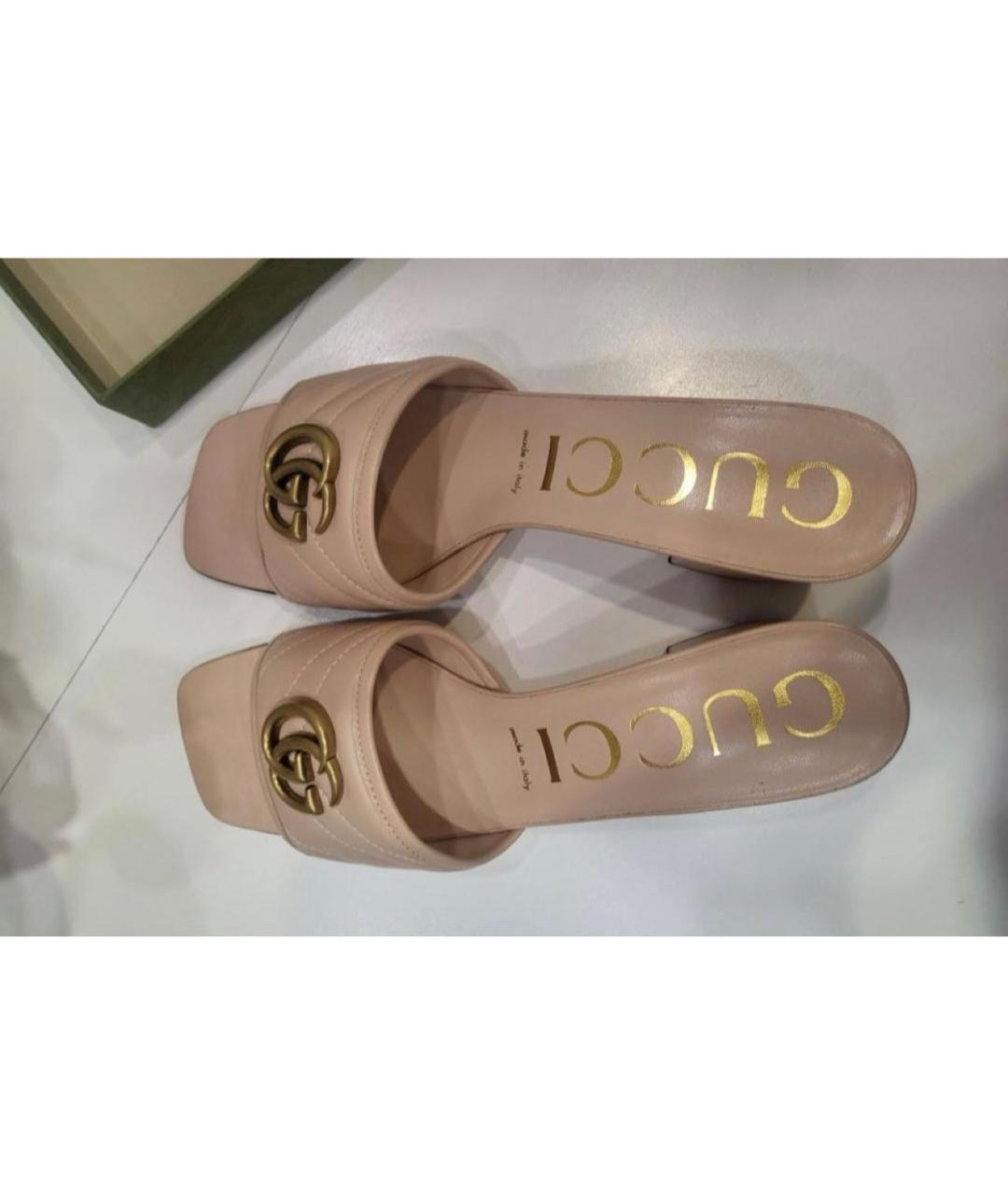 GUCCI Бежевые кожаные мюли, фото 3