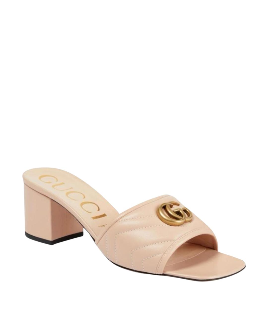 GUCCI Бежевые кожаные мюли, фото 1