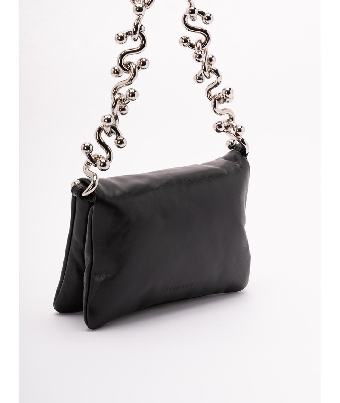 SPORTMAX Черная кожаная сумка через плечо, фото 3