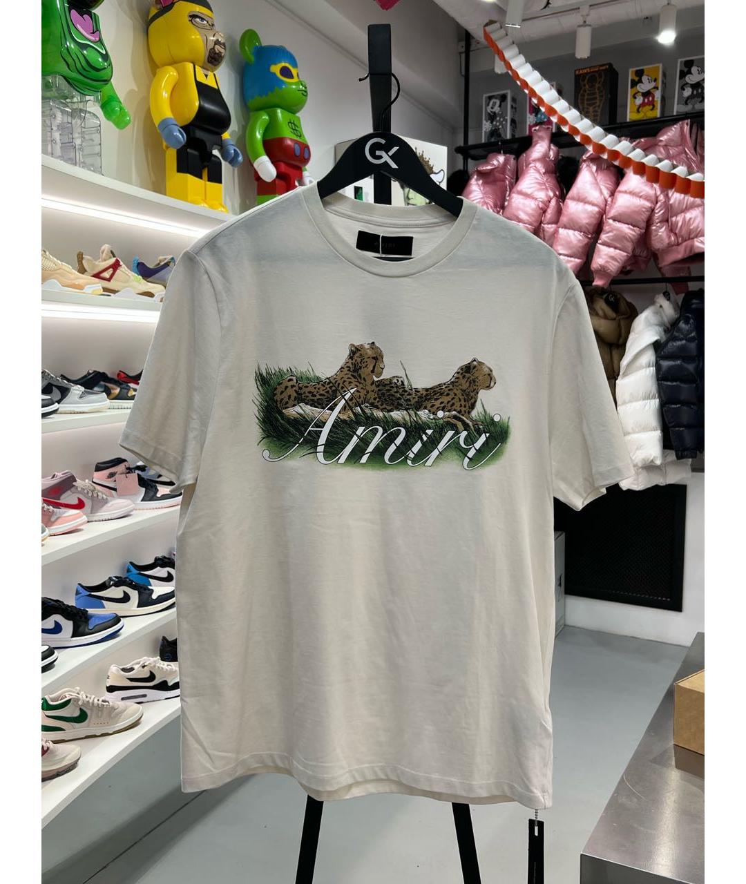 AMIRI Бежевая хлопковая футболка, фото 4