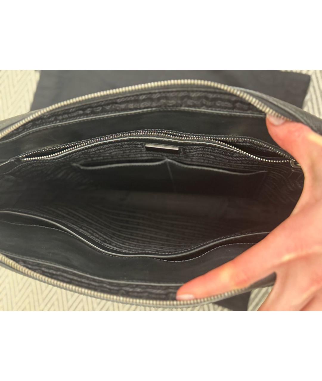 PRADA Черный кожаный портфель, фото 4