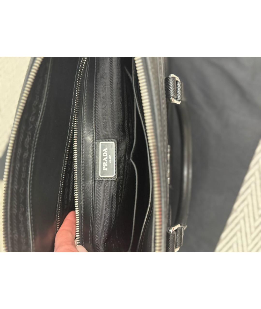PRADA Черный кожаный портфель, фото 6