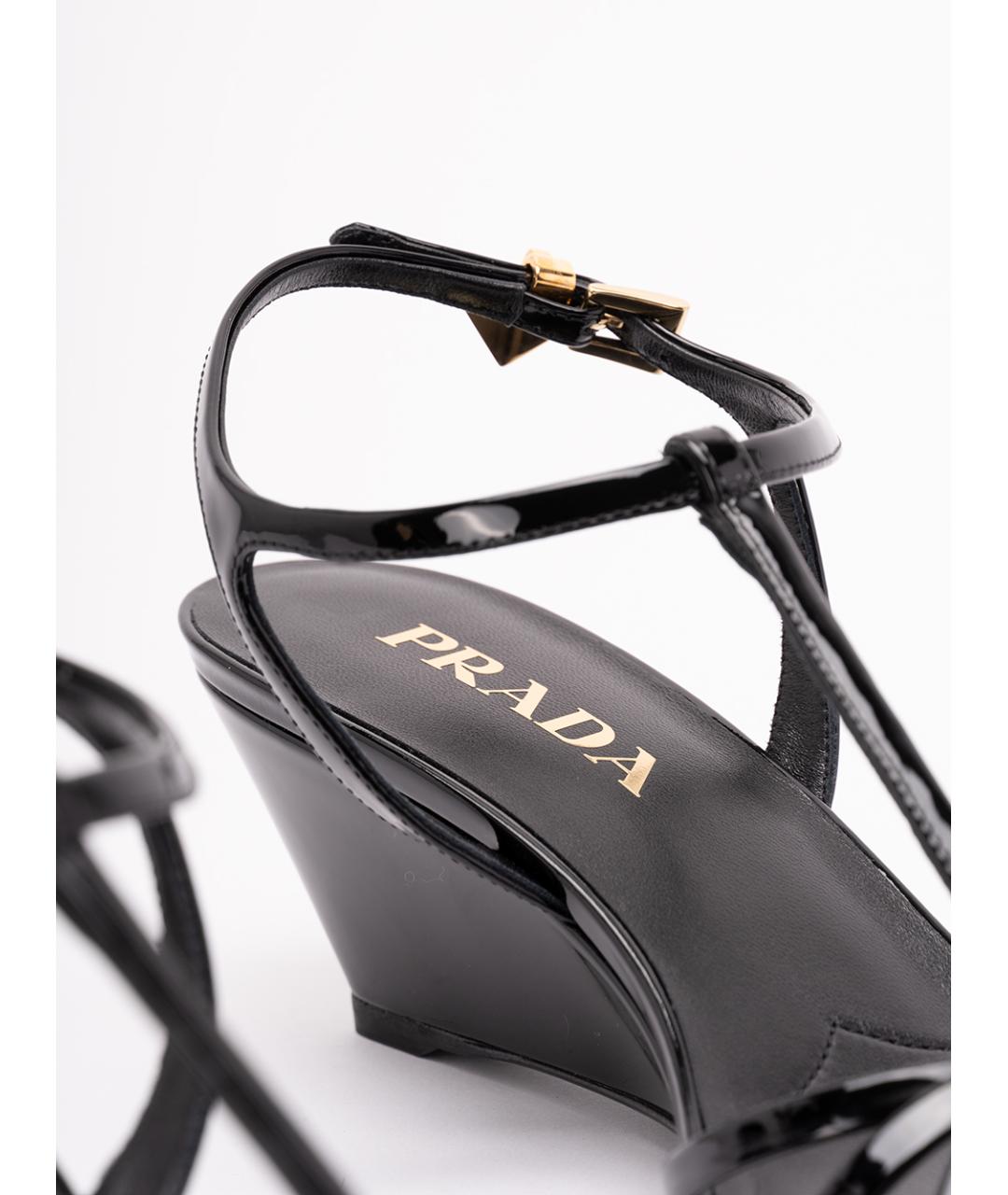PRADA Черные босоножки из лакированной кожи, фото 5