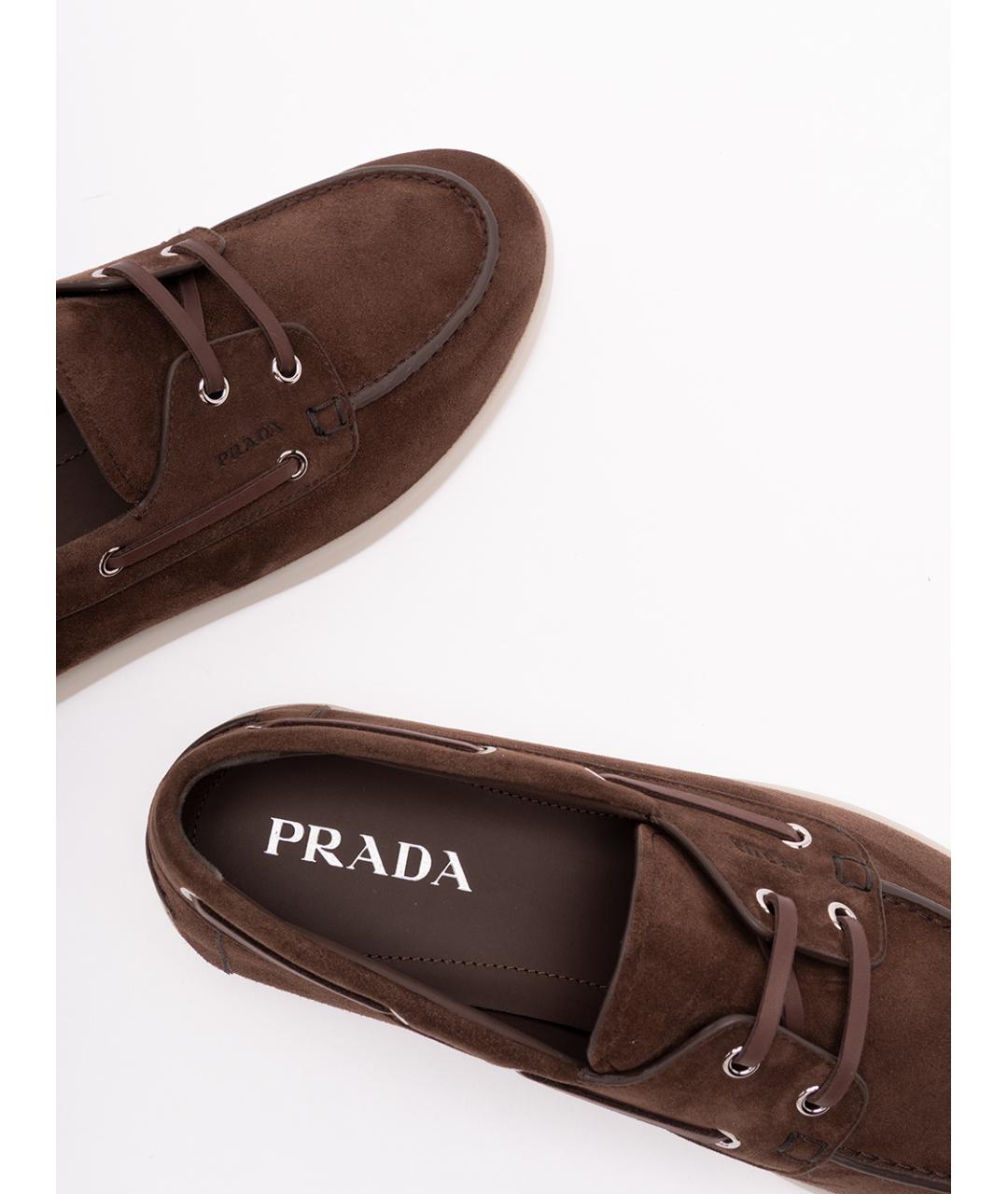 PRADA Коричневые кожаные лоферы, фото 5