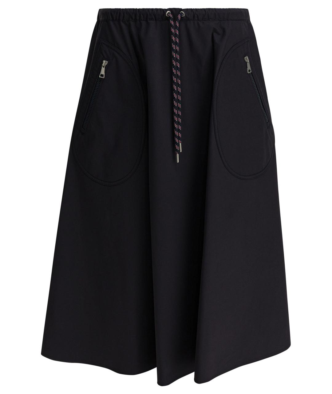 MONCLER Темно-синяя хлопко-эластановая юбка миди, фото 1