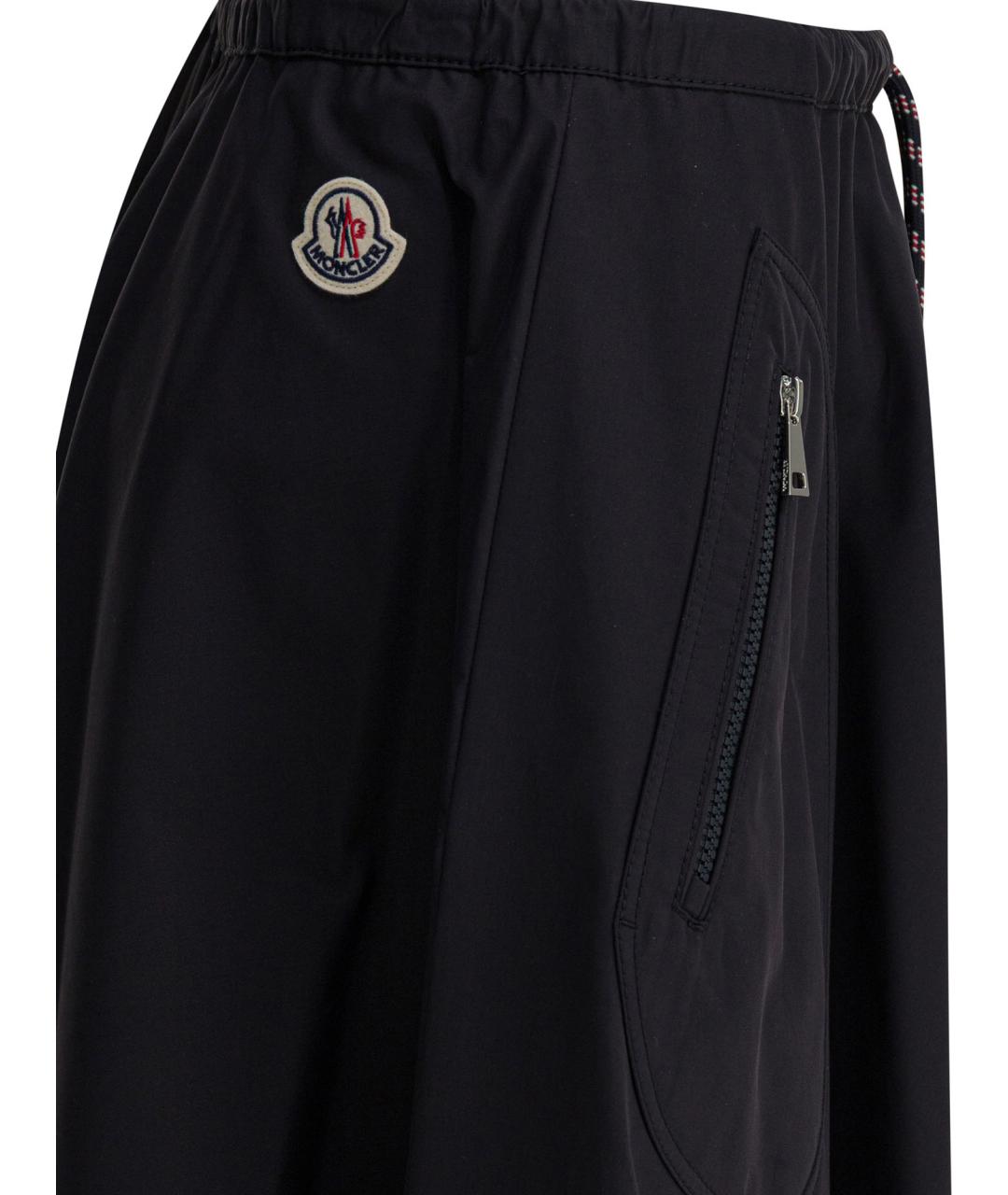 MONCLER Темно-синяя хлопко-эластановая юбка миди, фото 4