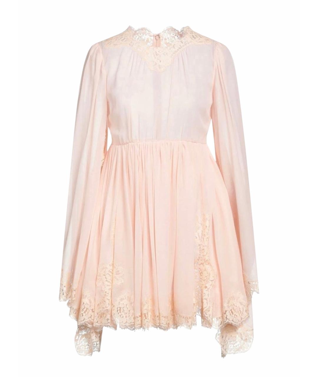 DOLCE&GABBANA Розовое шелковое коктейльное платье, фото 1