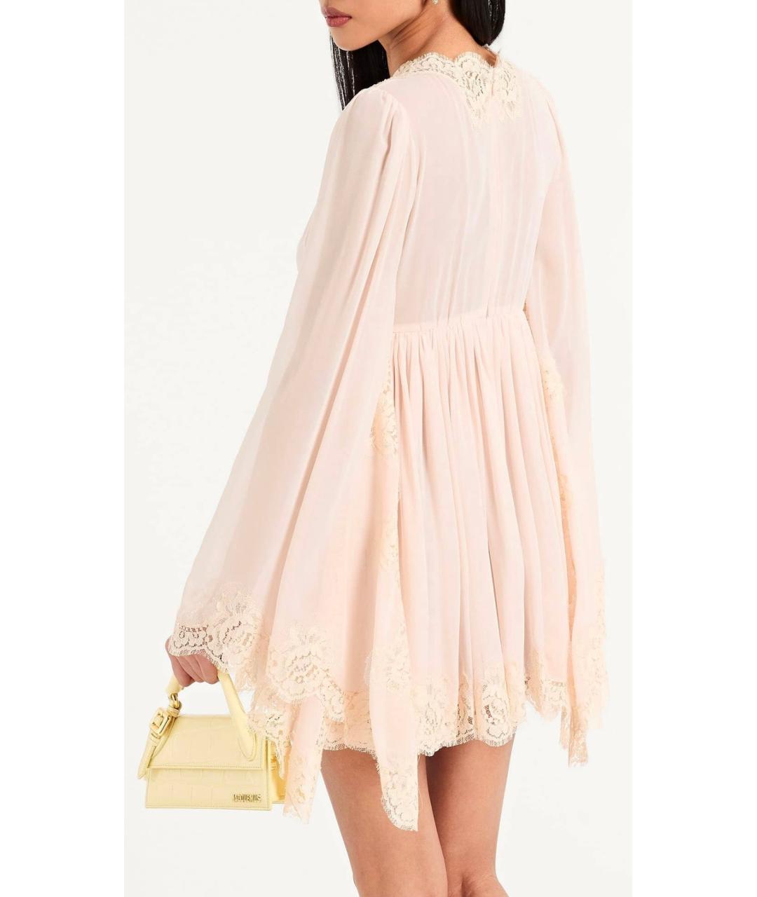 DOLCE&GABBANA Розовое шелковое коктейльное платье, фото 3