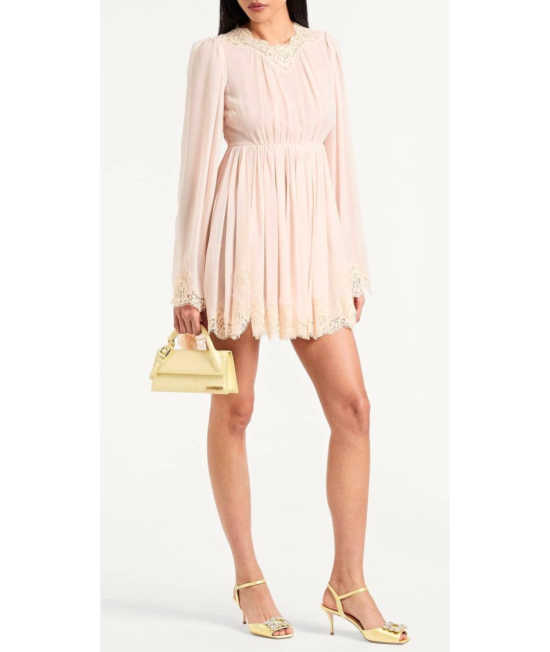 DOLCE&GABBANA Розовое шелковое коктейльное платье, фото 2