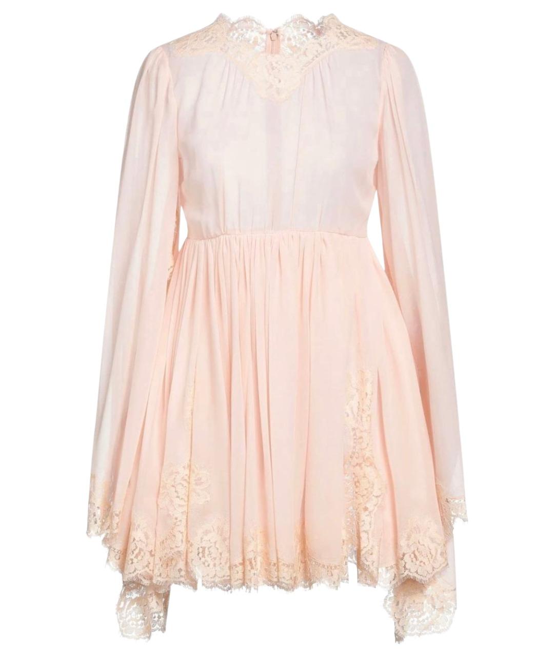 DOLCE&GABBANA Розовое шелковое коктейльное платье, фото 5