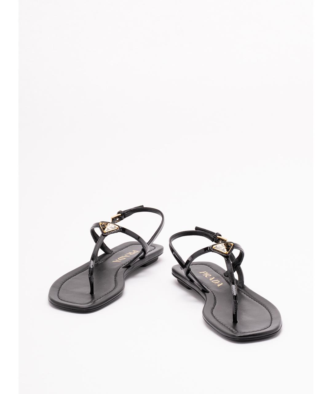PRADA Черные кожаные сандалии, фото 2