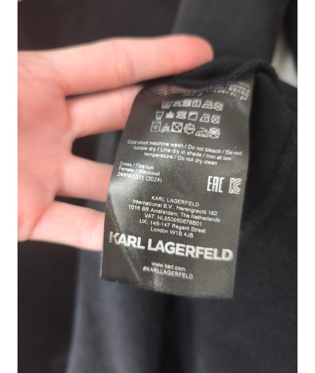 KARL LAGERFELD Черное хлопковое повседневное платье, фото 6