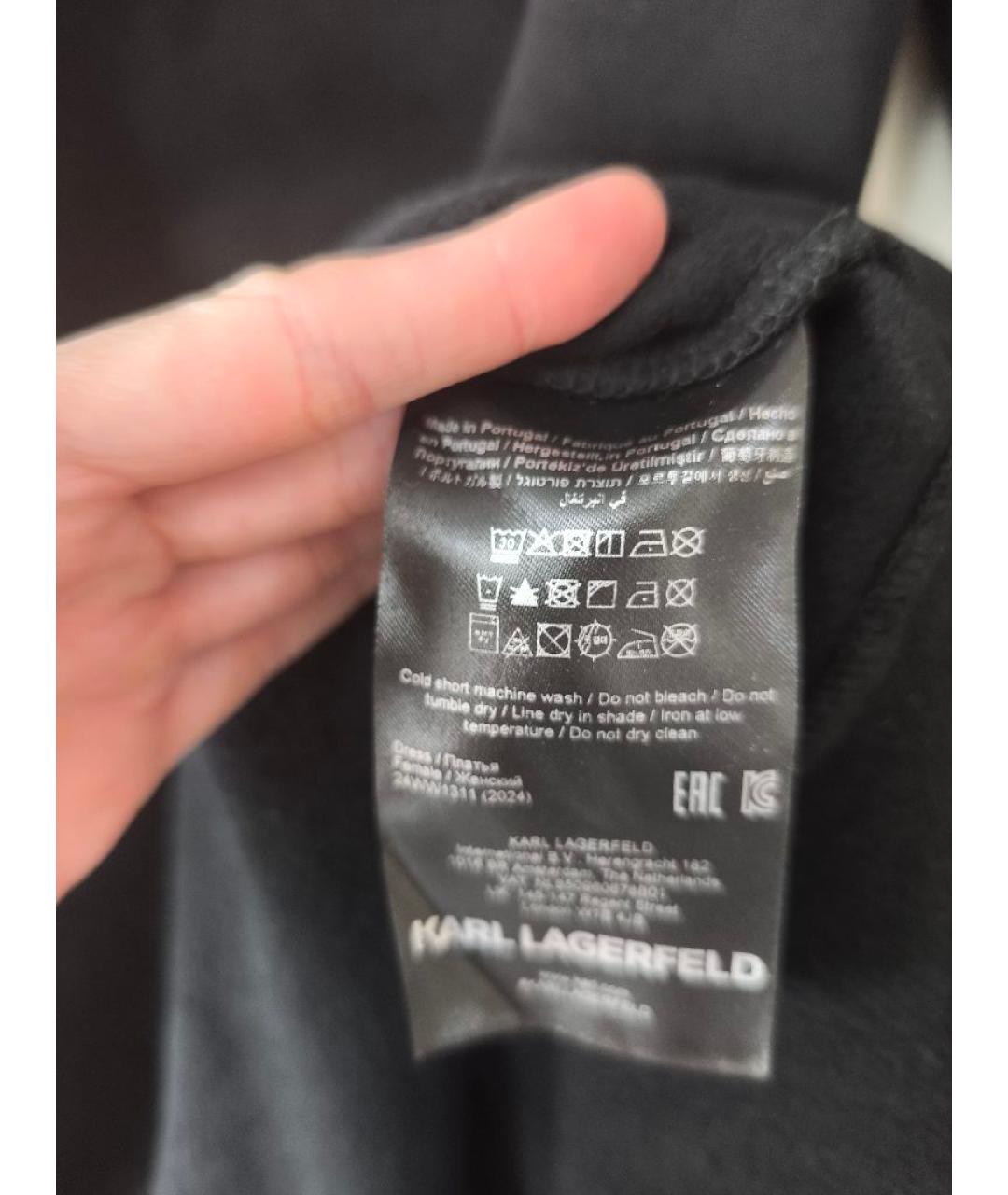 KARL LAGERFELD Черное хлопковое повседневное платье, фото 5