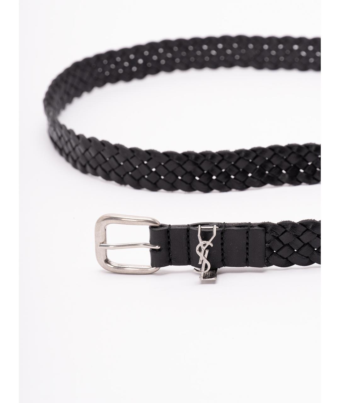 SAINT LAURENT Черный кожаный ремень, фото 2