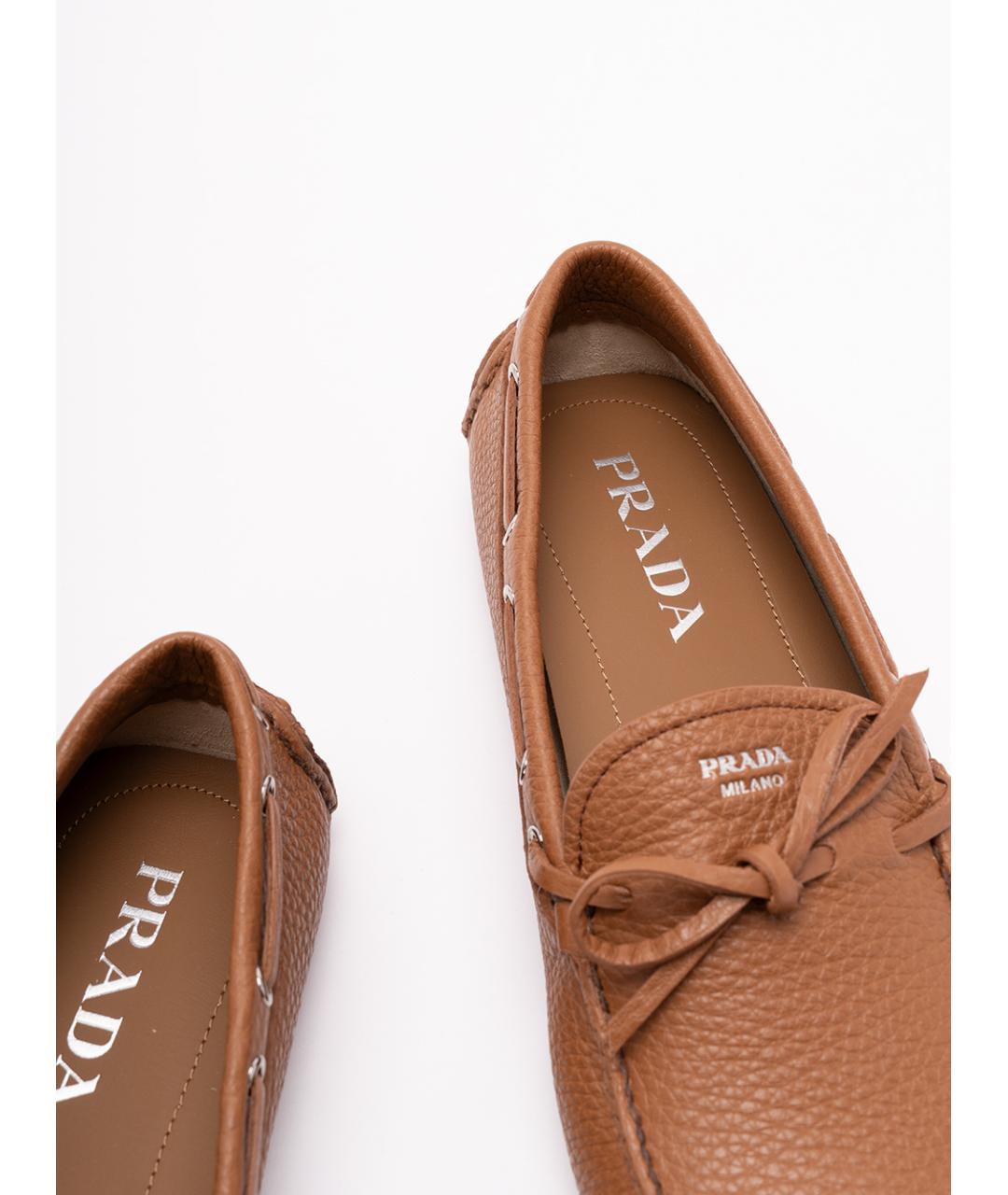 PRADA Коричневые кожаные мокасины, фото 5