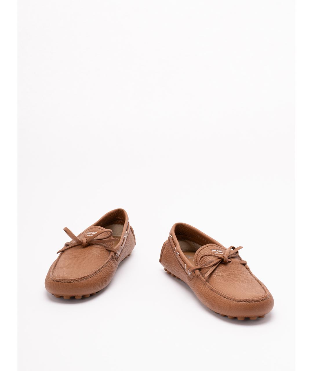 PRADA Коричневые кожаные мокасины, фото 2