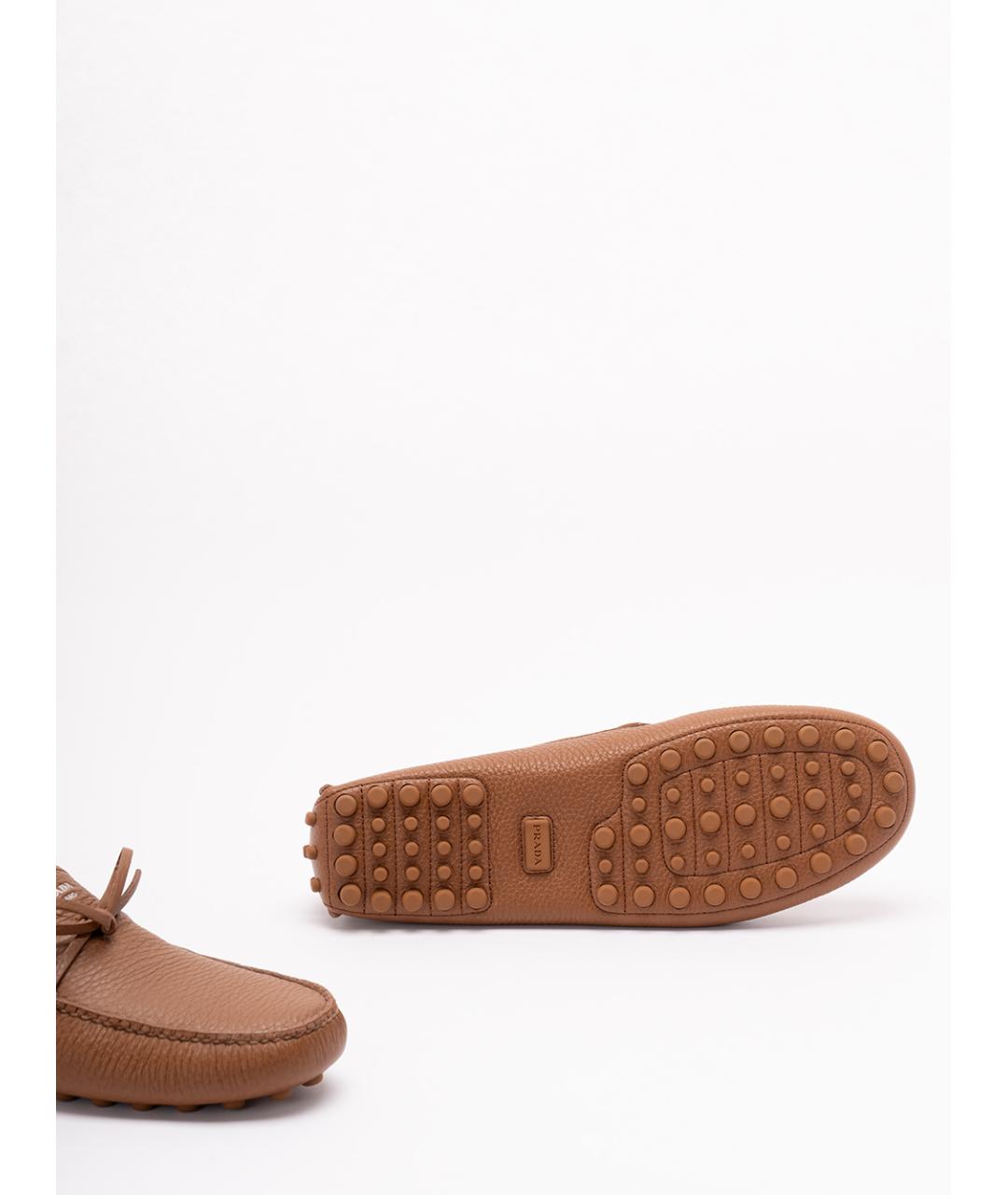 PRADA Коричневые кожаные мокасины, фото 4