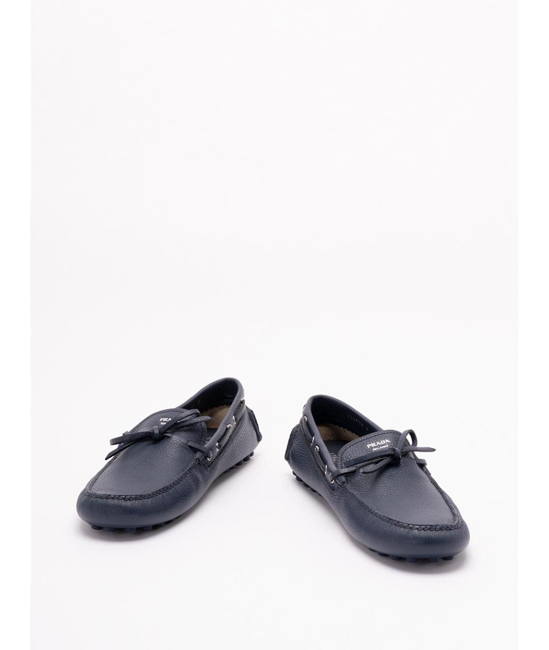 PRADA Темно-синие кожаные мокасины, фото 2