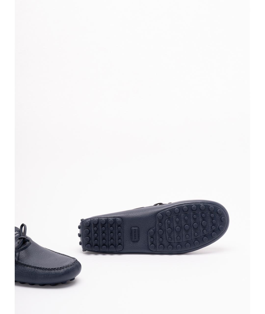 PRADA Темно-синие кожаные мокасины, фото 4