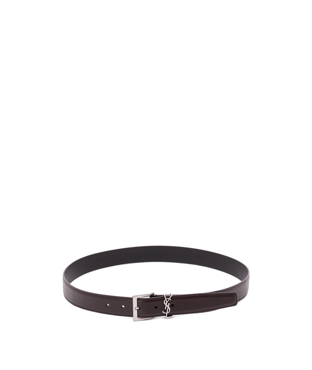 SAINT LAURENT Коричневый кожаный ремень, фото 1