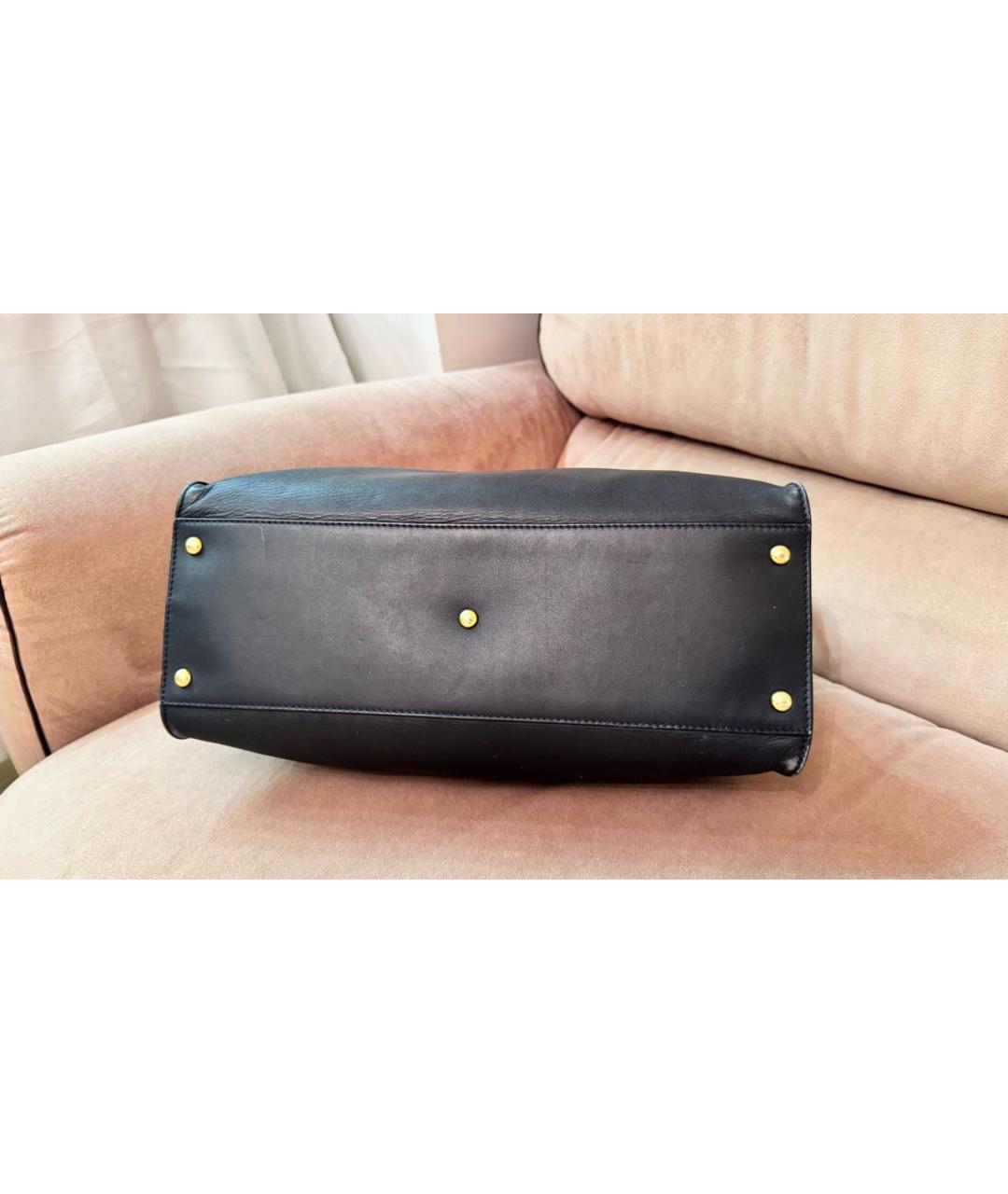 FENDI Темно-синяя кожаная сумка тоут, фото 7