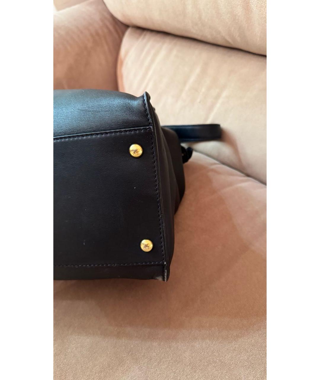 FENDI Темно-синяя кожаная сумка тоут, фото 6