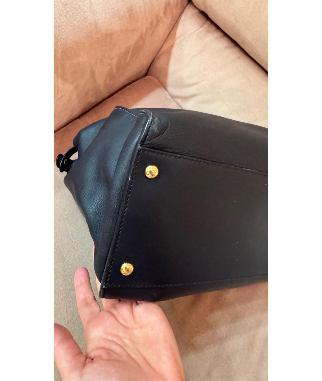 FENDI Темно-синяя кожаная сумка тоут, фото 5