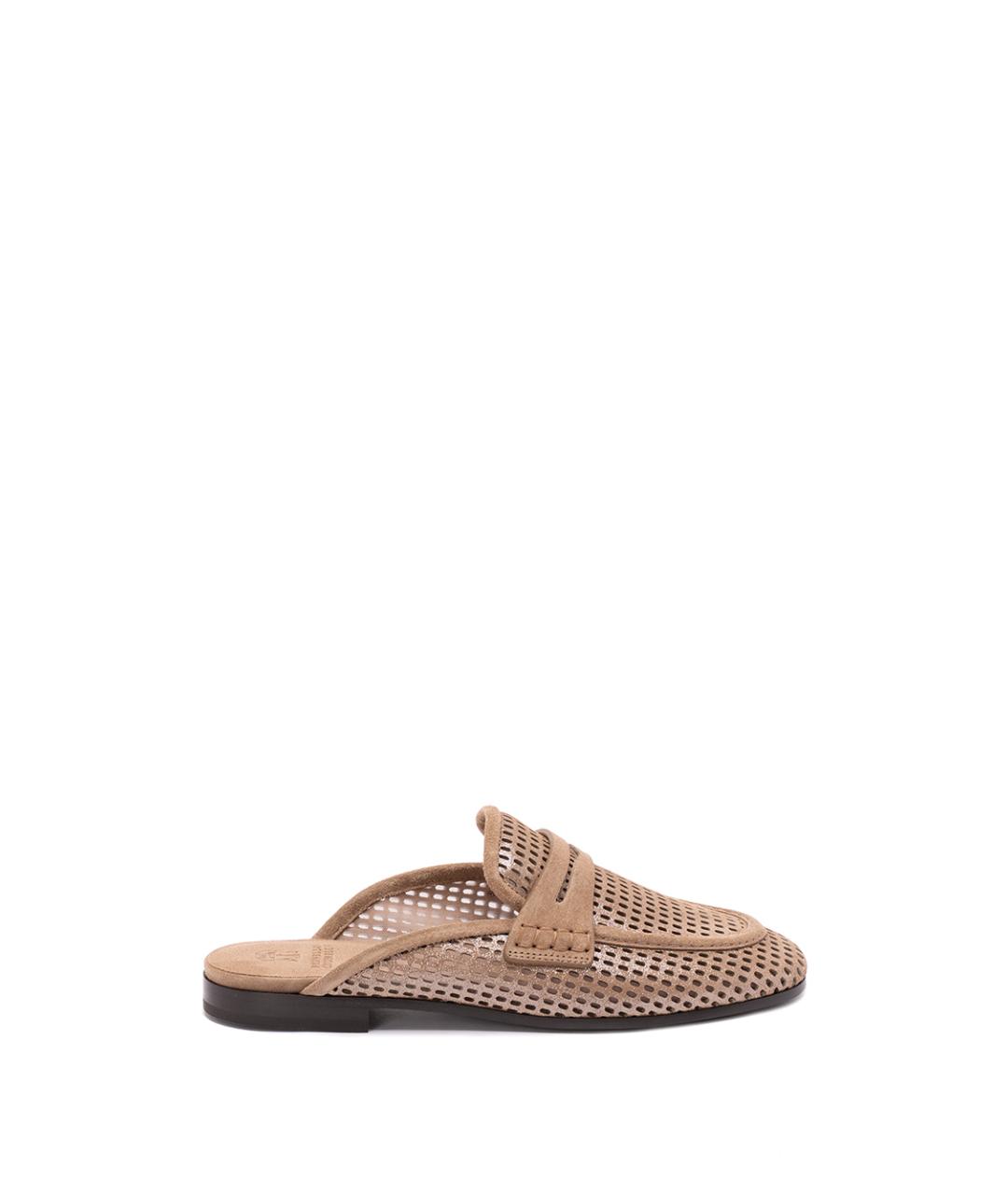 BRUNELLO CUCINELLI Бежевые кожаные мюли, фото 6