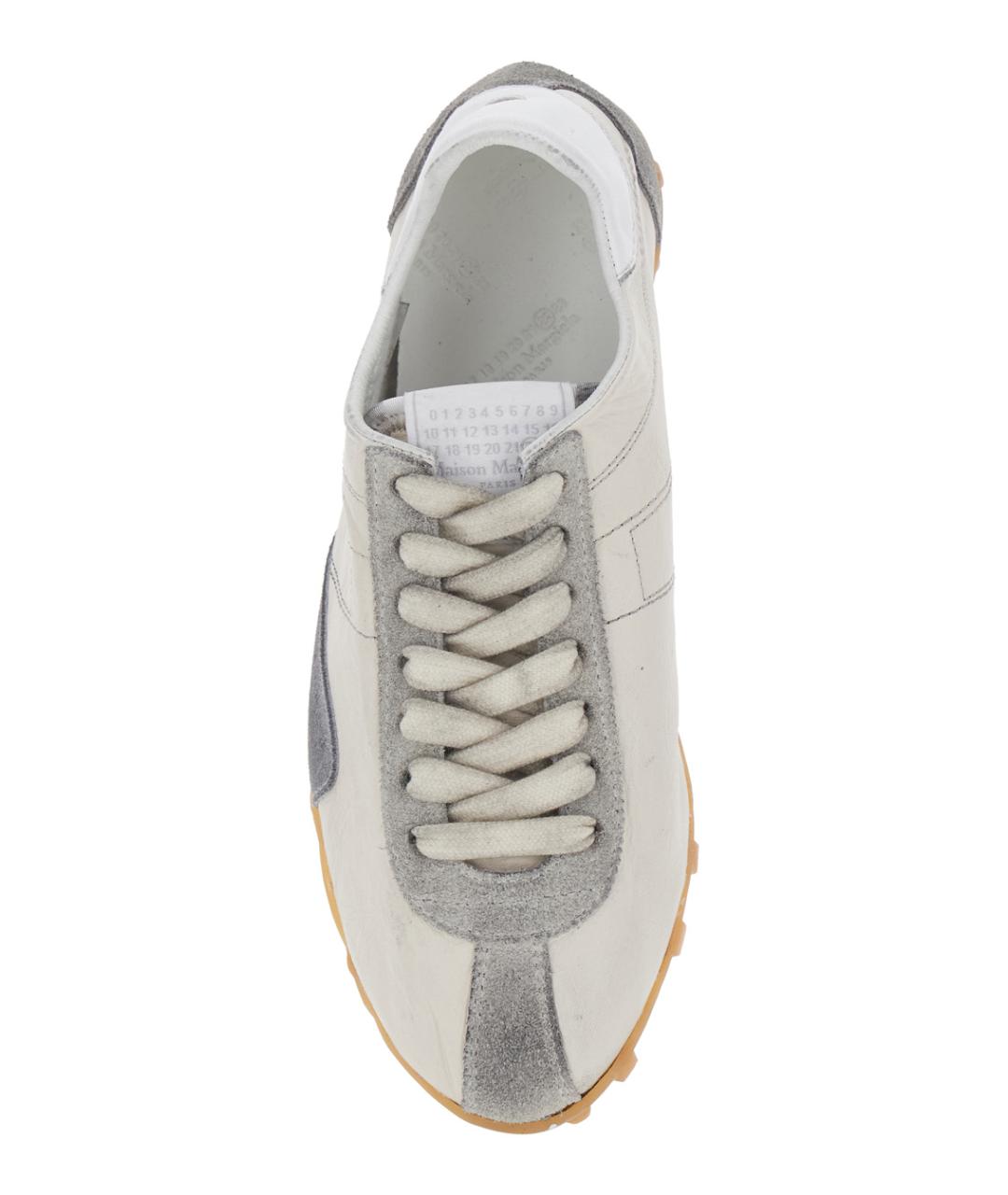 MAISON MARGIELA Бежевые кожаные кроссовки, фото 4