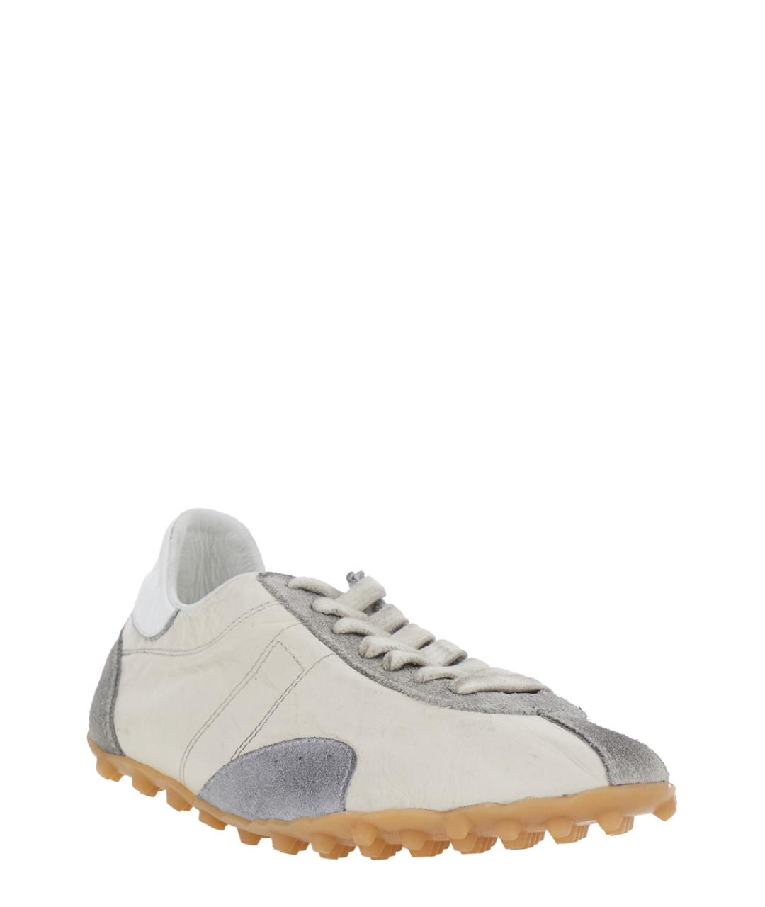 MAISON MARGIELA Бежевые кожаные кроссовки, фото 2