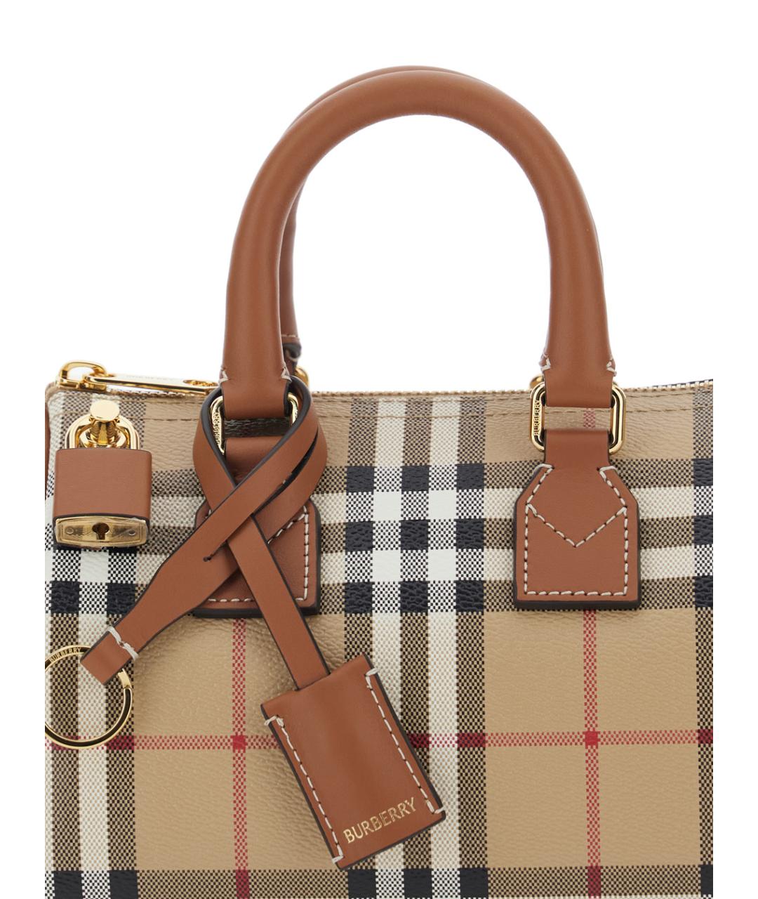 BURBERRY Бежевая тканевая сумка тоут, фото 3