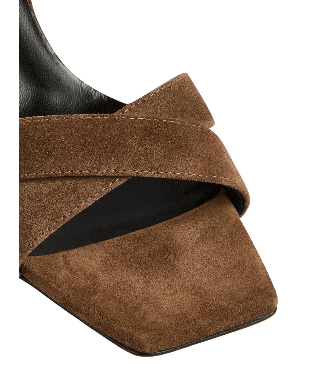 SEMICOUTURE Коричневые замшевые босоножки, фото 4