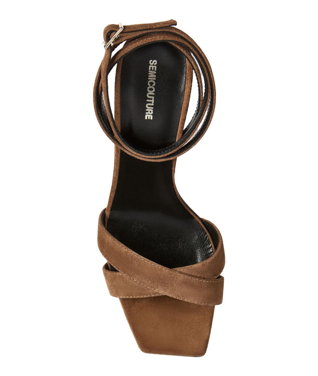 SEMICOUTURE Коричневые замшевые босоножки, фото 3