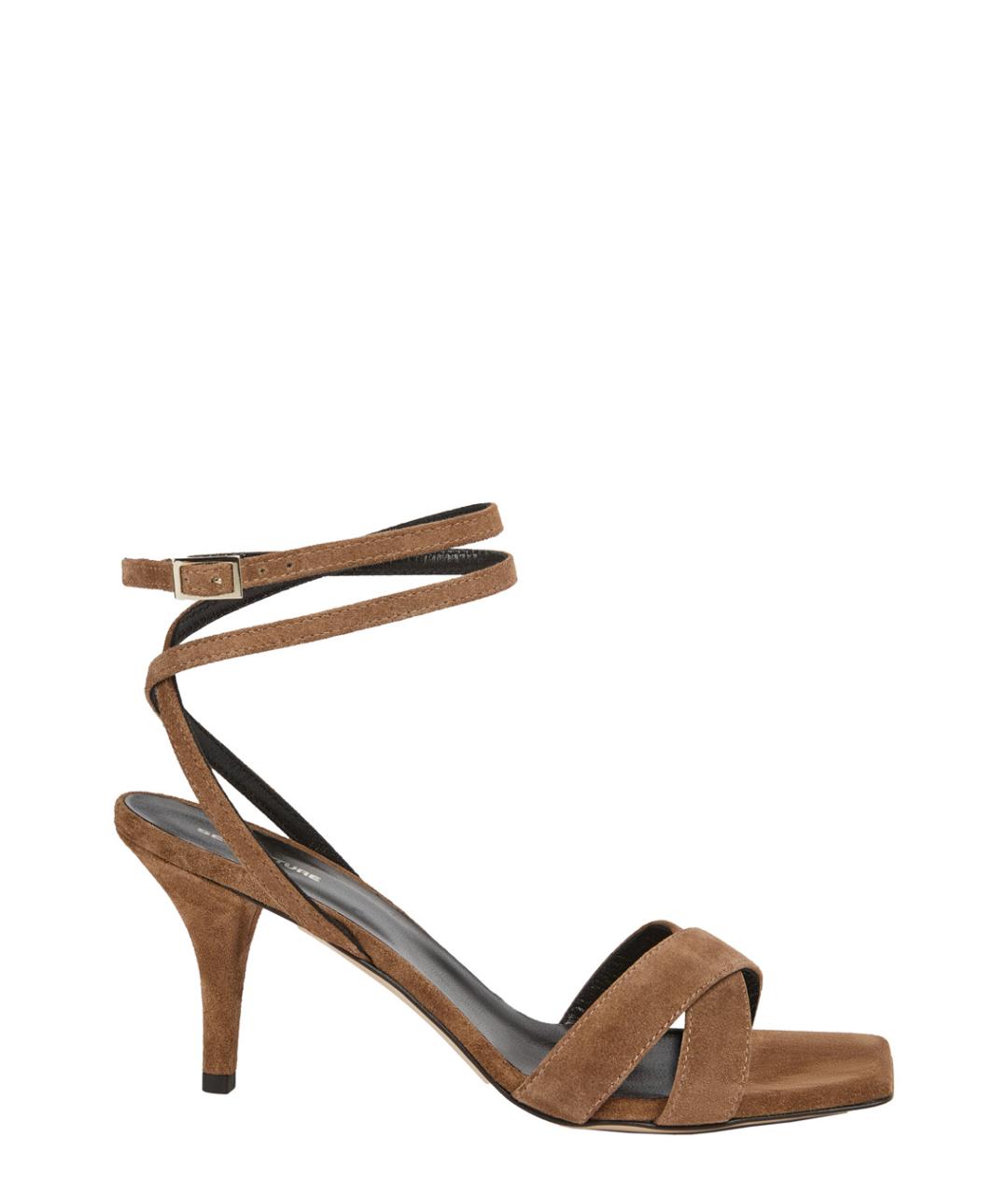 SEMICOUTURE Коричневые замшевые босоножки, фото 1