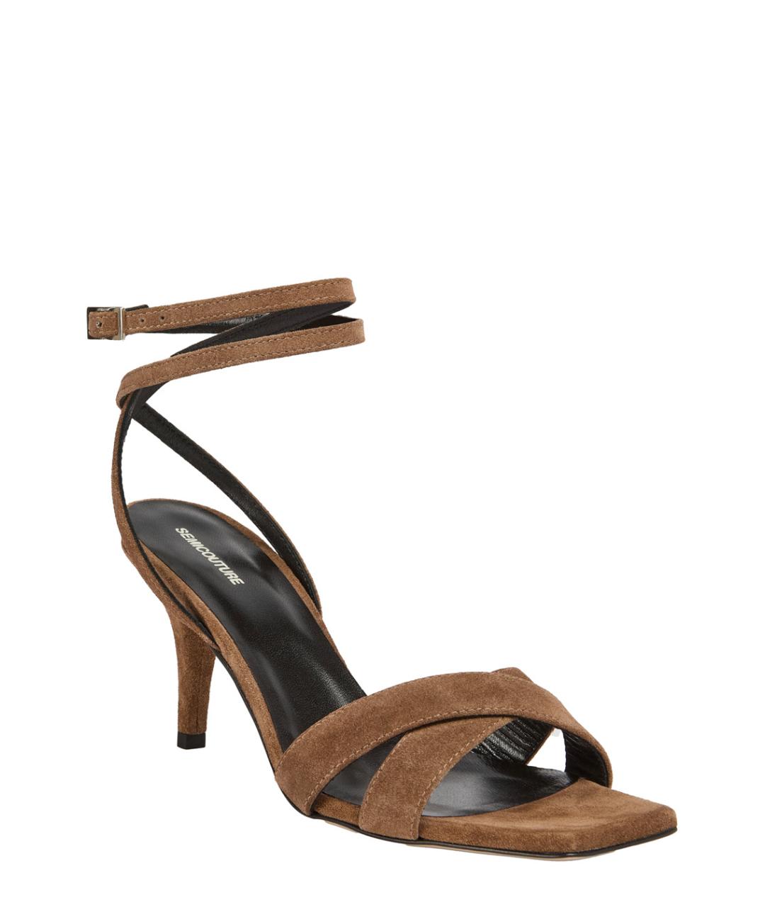 SEMICOUTURE Коричневые замшевые босоножки, фото 2