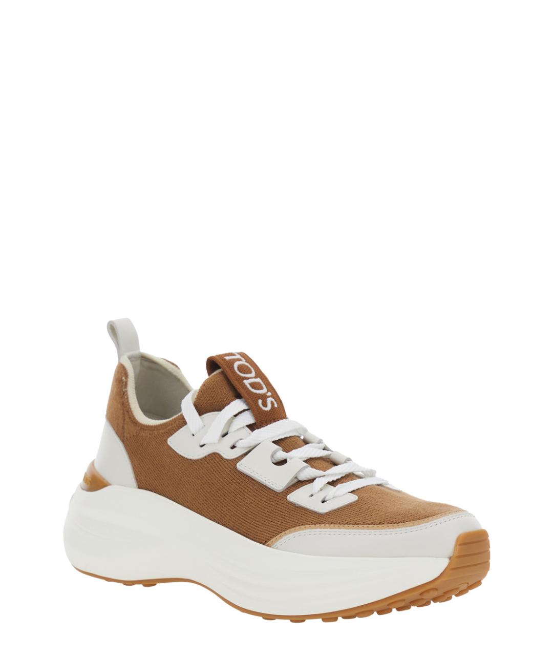 TOD'S Коричневые текстильные кроссовки, фото 2