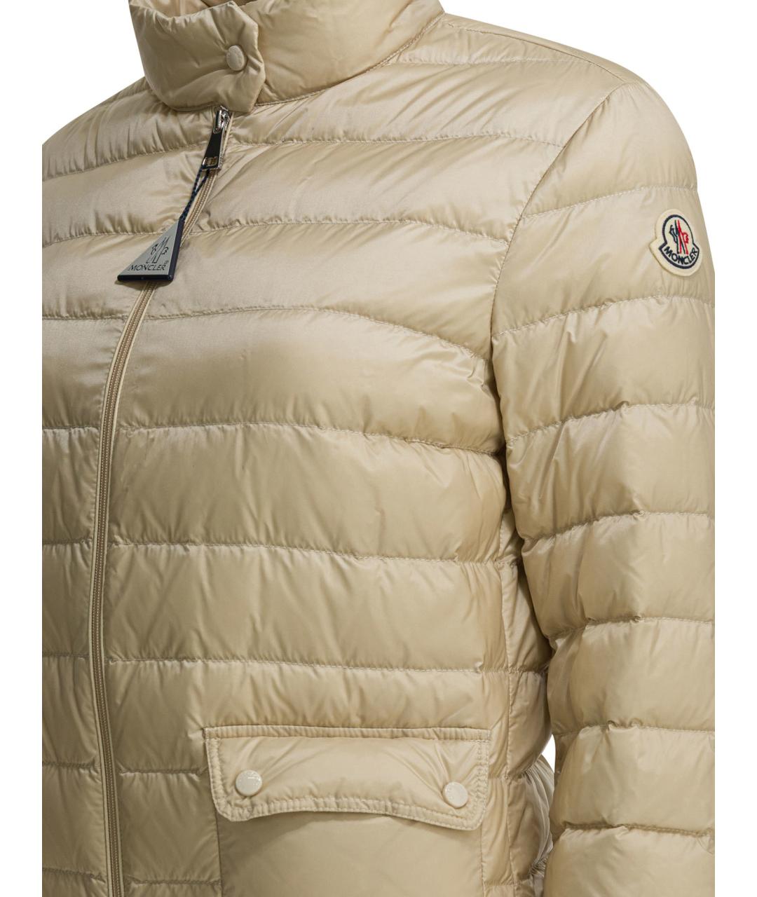 MONCLER Бежевый полиамидовый пуховик, фото 3