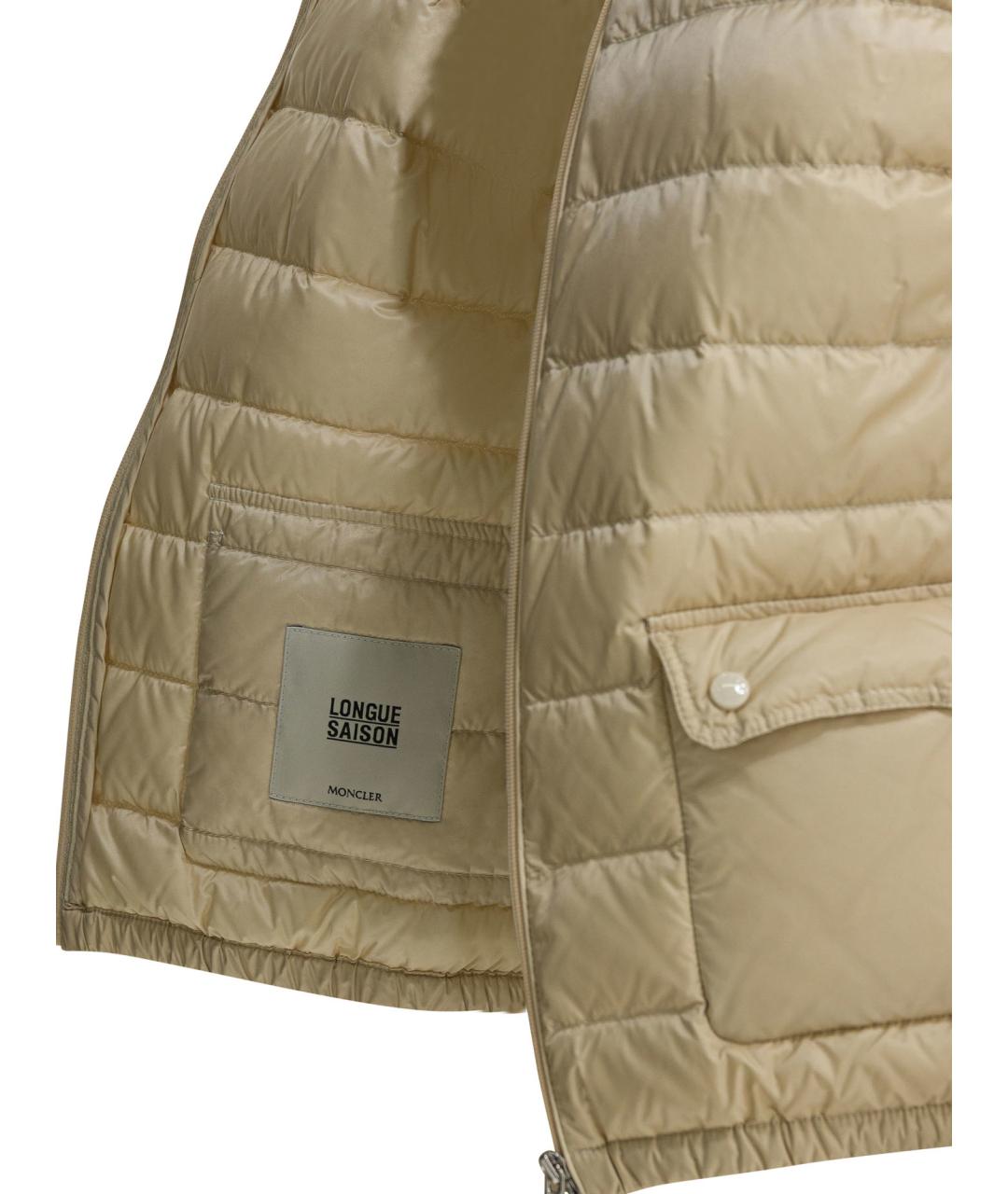 MONCLER Бежевый полиамидовый пуховик, фото 4