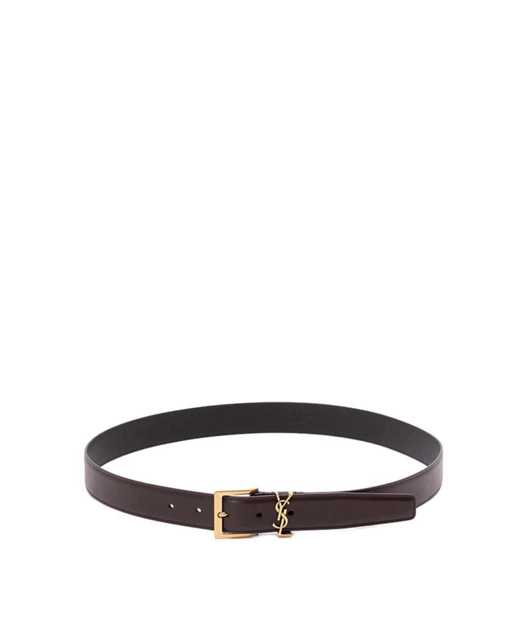 SAINT LAURENT Коричневый кожаный ремень, фото 1