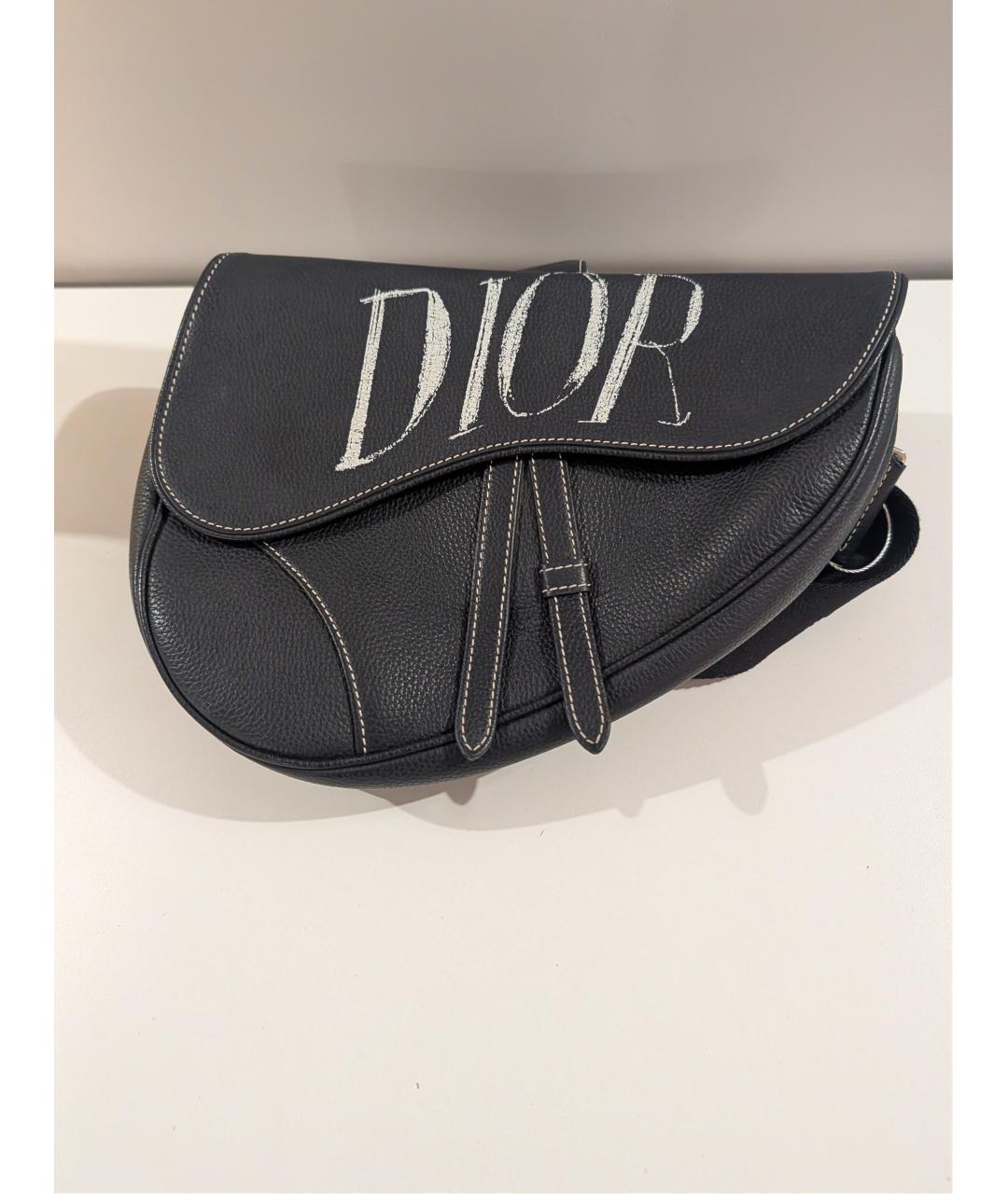 CHRISTIAN DIOR Черная кожаная сумка на плечо, фото 6