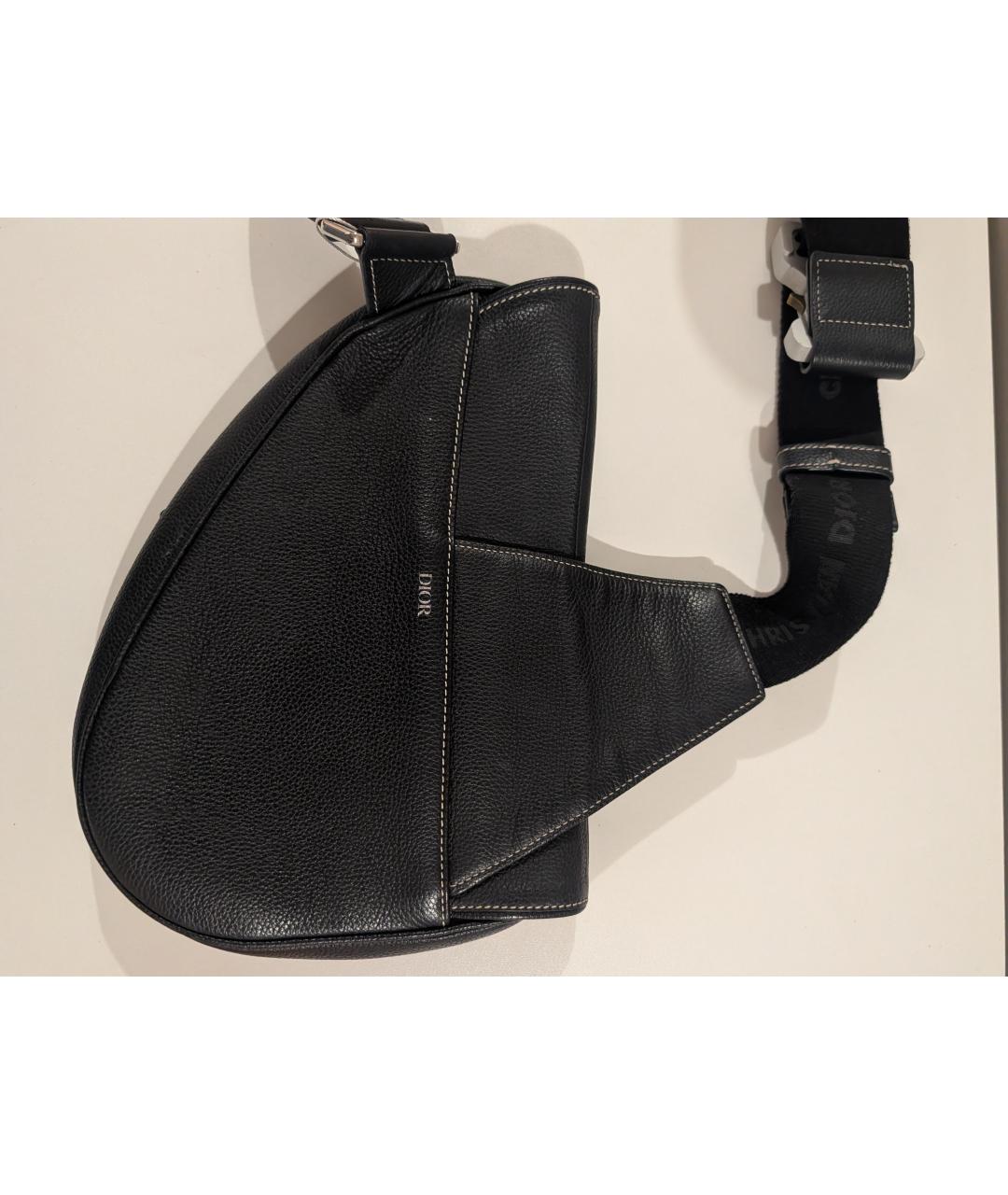 CHRISTIAN DIOR Черная кожаная сумка на плечо, фото 4