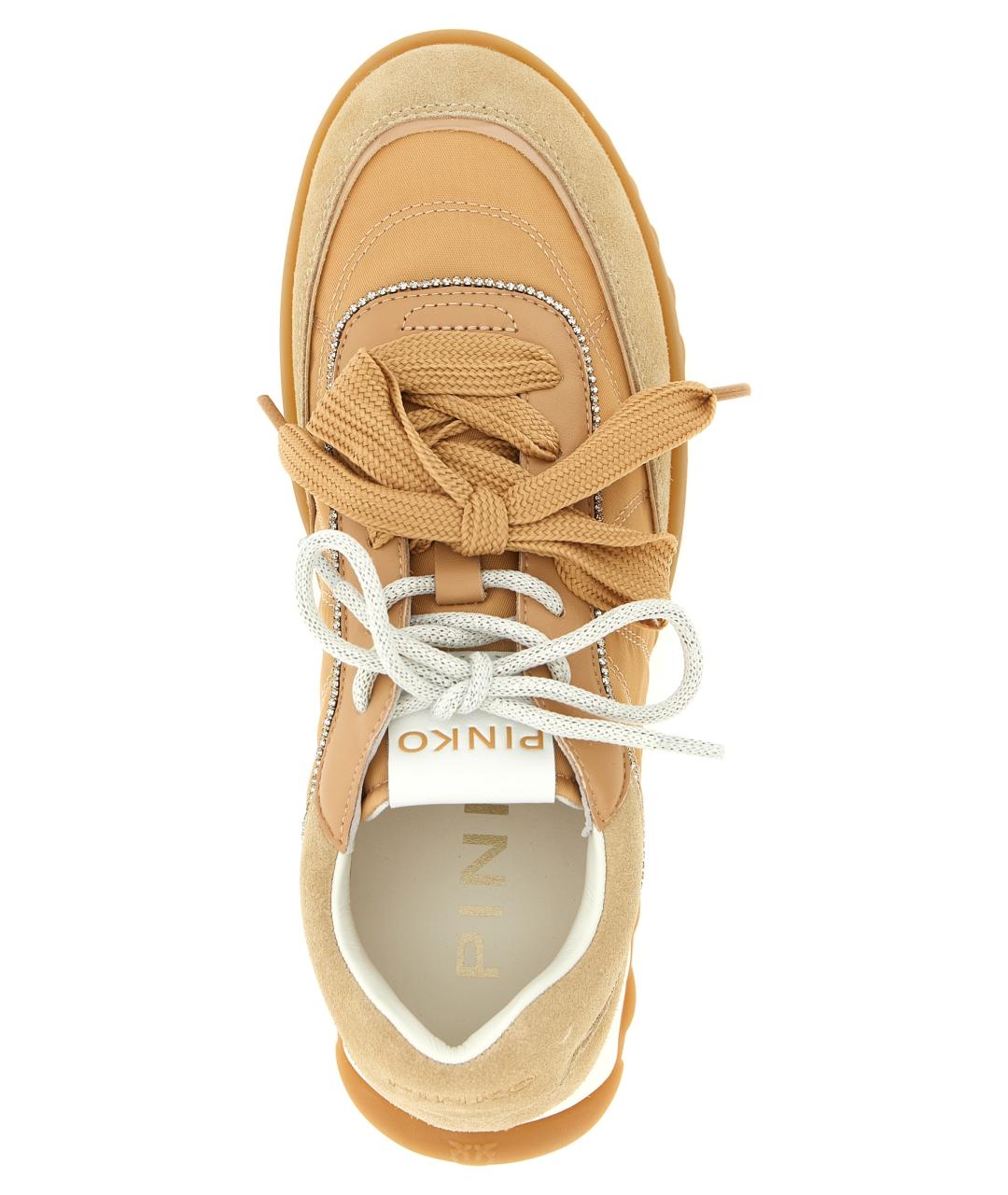 PINKO Бежевые замшевые кроссовки, фото 4