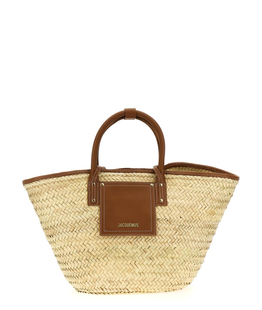 JACQUEMUS Бежевая пелетеная сумка тоут, фото 1