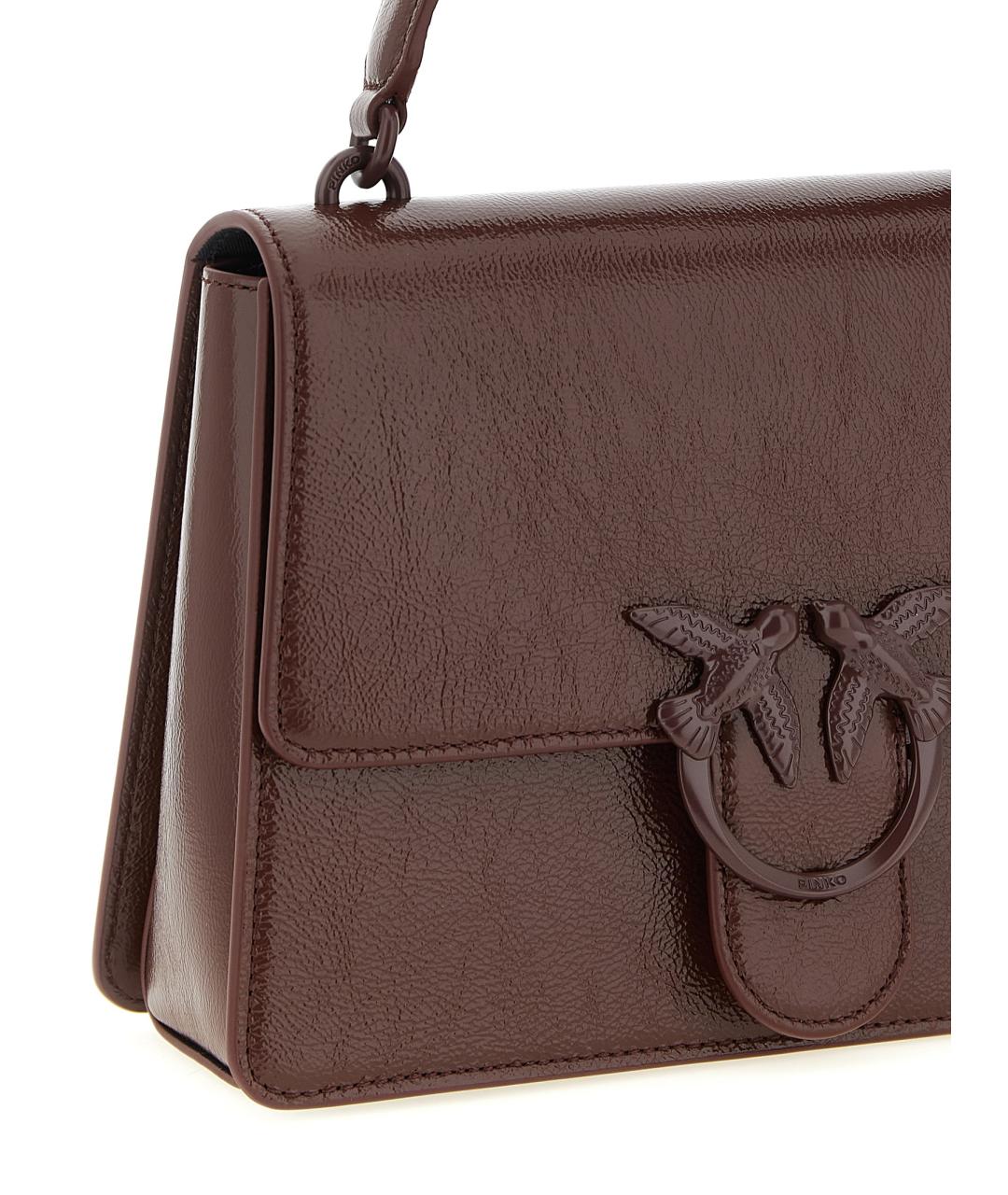 PINKO Бордовая кожаная сумка с короткими ручками, фото 3