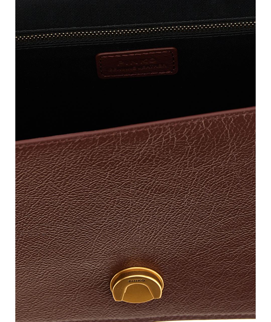 PINKO Бордовая кожаная сумка с короткими ручками, фото 4
